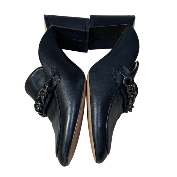 Enzo Angiolini Mule Loafer Chain Slip On Size 7M Black Heels Classic - Picture 8 of 11